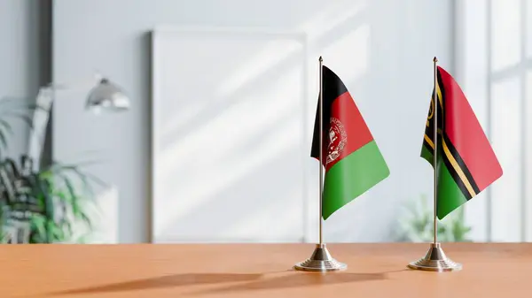 stock image FLAGS OF AFGHANISTAN AND VANUATU ON TABLE