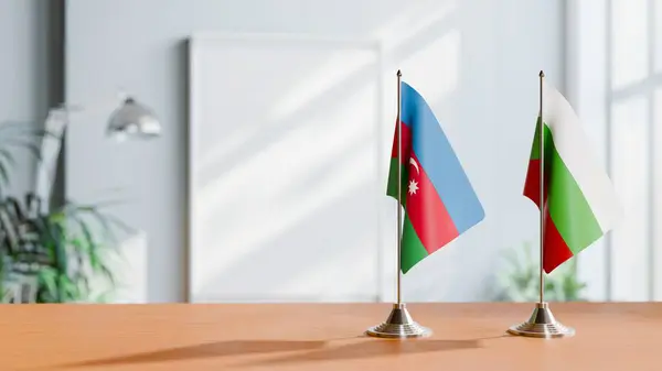 stock image FLAGS OF  AZERBAIJAN AND BULGARIA  ON TABLE