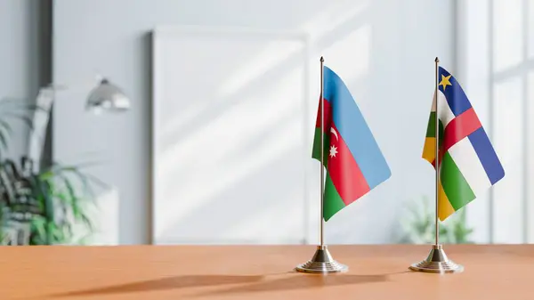 stock image FLAGS OF  AZERBAIJAN AND CENTRAL AFRICAN REPUBLIC  ON TABLE