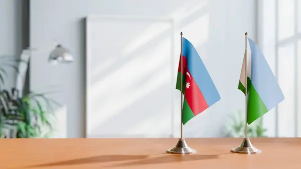 stock image FLAGS OF  AZERBAIJAN AND DJIBOUTI  ON TABLE