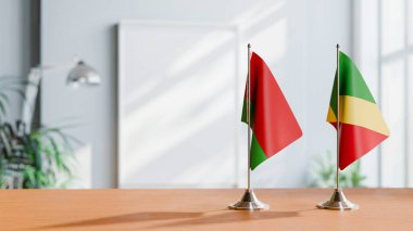 FLAGS OF  BELARUS AND CONGO R  ON TABLE clipart