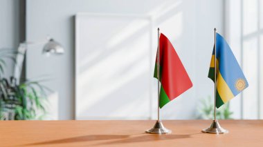 FLAGS OF  BELARUS AND RWANDA  ON TABLE clipart