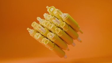 Sarı Silindirik Şekil 3d Soyut Döngü Canlandırması, Arkaplan için mükemmel, 4K