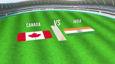 CANADA ve INDIA Bayraklarıyla Kriket Stadyumunun Hava Görüntüsü