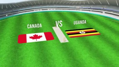 CANADA ve UGANDA Bayraklarıyla Kriket Stadyumunun Hava Görüntüsü