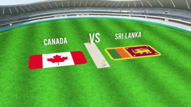 CANADA ve SRI LANKA Bayraklarıyla Kriket Stadyumunun Hava Görüntüsü