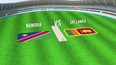 NAMIBIA ve SRI LANKA Bayraklarıyla Kriket Stadyumunun Hava Görüntüsü