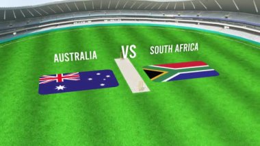 Avustralya ve Güney AFRICA Bayraklarıyla Kriket Stadyumunun Hava Görüntüsü
