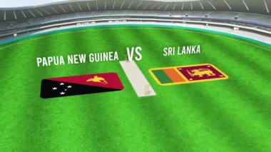 PAPUA NEW GUINEA ve SRI LANKA Bayraklarıyla Kriket Stadyumunun Hava Görüntüsü