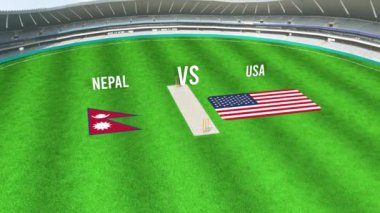 NEPAL ve ABD Bayraklarıyla Kriket Stadyumunun Hava Görüntüsü