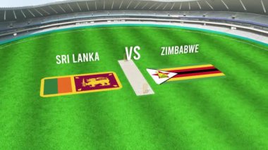 SRI LANKA ve ZIMBABWE Bayraklarıyla Kriket Stadyumu 'nun Hava Görüntüsü