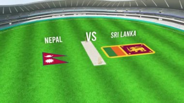 NEPAL ve SRI LANKA Bayraklarıyla Kriket Stadyumunun Hava Görüntüsü