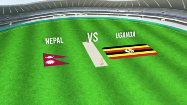 NEPAL ve UGANDA Bayraklarıyla Kriket Stadyumunun Hava Görüntüsü