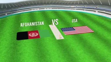 Afganistan ve ABD Bayraklarıyla Kriket Stadyumunun Hava Görüntüsü