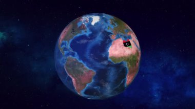 Dünya Libya 'ya yaklaşıyor ve sınırı Bayrak ile işaretlenmiş durumda