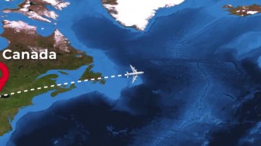 Toronto 'dan Tokyo' ya uluslararası uçuş rotası 4K 'da.