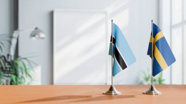 BOTSwana 'nın bayrakları ve masadaki süveterler
