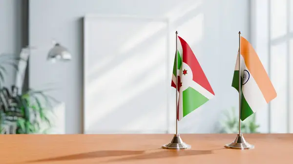 stock image FLAGS OF BURUNDI AND INDIA ON TABLE