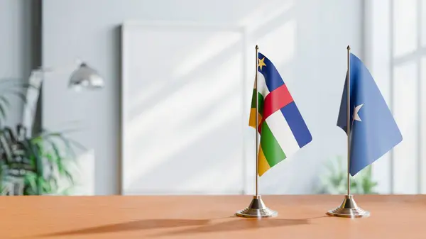 Stock image FLAGS OF CENTRAL AFRICAN REPUBLIC AND SOMALIA ON TABLE