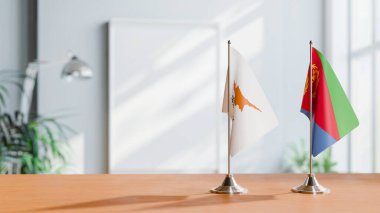 FLAGS OF CYPRUS AND ERITREA ON TABLE clipart