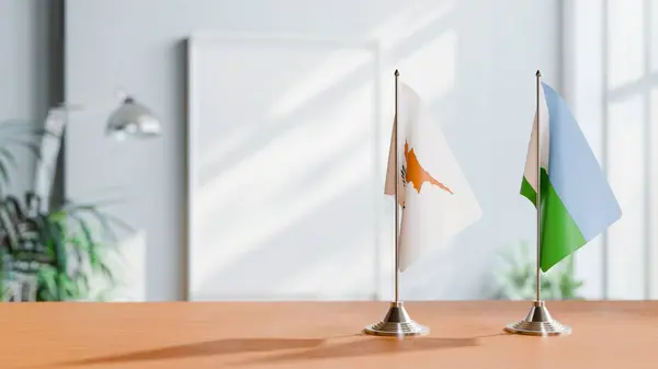 stock image FLAGS OF CYPRUS AND DJIBOUTI ON TABLE