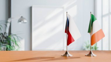 FLAGS OF CZECH REPUBLIC AND IRELAND ON TABLE clipart