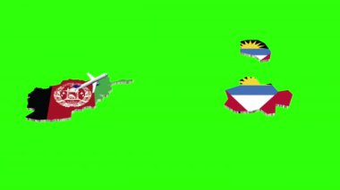 AFGHANISTAN 'dan ANTIGUA ve BARBUDA' ya Yeşil Ekran 'da Uçuşun Animasyonu