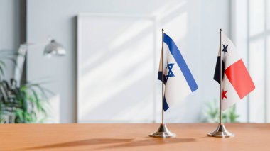 FLAGS OF ISRAEL AND PANAMA ON TABLE clipart