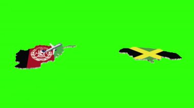 AFGHANISTAN 'dan JAMAICA' ya Uçuşun Animasyonu Yeşil Ekranda