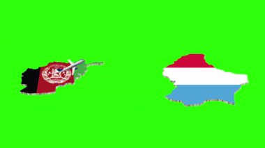 AFGHANISTAN 'dan LUXEMBOURG' a Uçuşun Animasyonu Yeşil Ekranda
