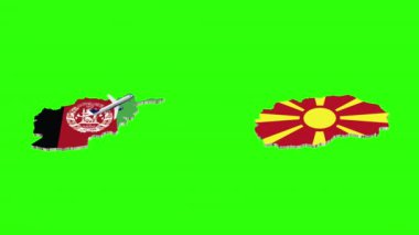 AFGHANISTAN 'dan MACEDONIA' ya Uçuşun Animasyonu Yeşil Ekranda