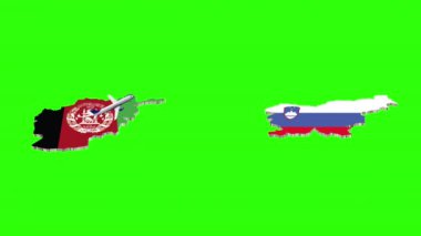 AFGHANISTAN 'dan SLOVENIA' ya Uçuşun Animasyonu Yeşil Ekranda
