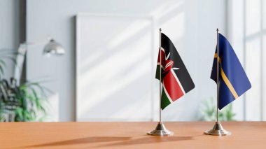 FLAGS OF KENYA AND NAURU ON TABLE clipart