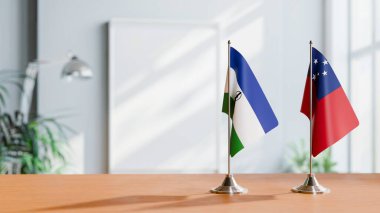 Masanın üzerinde LESOTHO ve SAMOA BLAKLARI