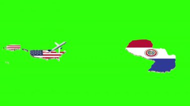 Yeşil Ekran 'da ABD' den PARAGUAY 'a Uçuş Canlandırması
