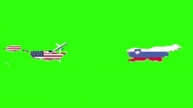 Yeşil Ekranda ABD 'den SLOVENIA' ya Uçuşun Canlandırması