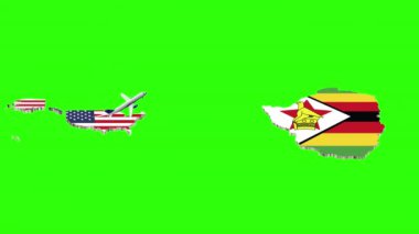 Yeşil Ekranda ABD 'den Zimbabwe' ye Uçuş Canlandırması