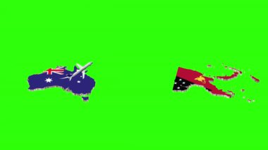 AUSTRALYA 'DAN UÇUŞ YENİ GUINEA' ya Uçuşun Animasyonu Yeşil Ekranda