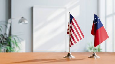 FLAGS OF LIBERIA AND SAMOA ON TABLE clipart