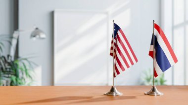 FLAGS OF LIBERIA AND THAILAND ON TABLE clipart