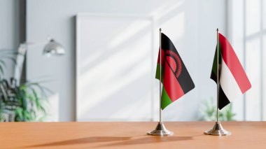 Masanın üzerinde Malavi ve Sudan Bayrakları