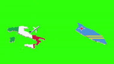 İtalya 'dan Aruba' ya Uçuşun Animasyonu