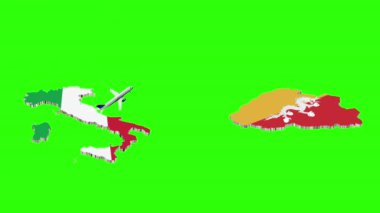 İtalya 'dan BHUTAN' a Uçuşun Animasyonu