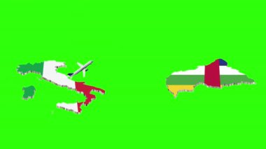 İtalya 'dan Orta Afrika Cumhuriyeti' ne Uçuşun Animasyonu