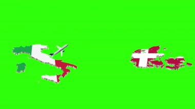 İtalya 'dan DENMARK' a Uçuşun Animasyonu