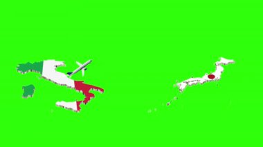 İtalya 'dan Japonya' ya Uçuşun Animasyonu