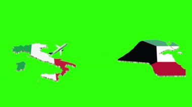 İtalya 'dan KUWAIT' a Uçuşun Animasyonu