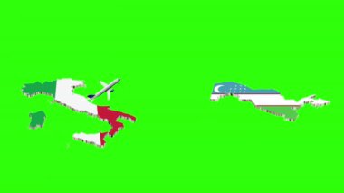 İtalya 'dan UZBEKISTAN' a Uçuşun Animasyonu