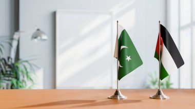 FLAGS OF PAKISTAN AND PALESTINE ON TABLE clipart