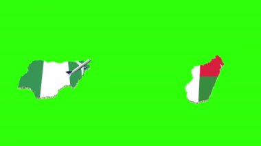 NIGERIA 'den MADAGASCAR' a Uçuşun Animasyonu Yeşil Ekranda
